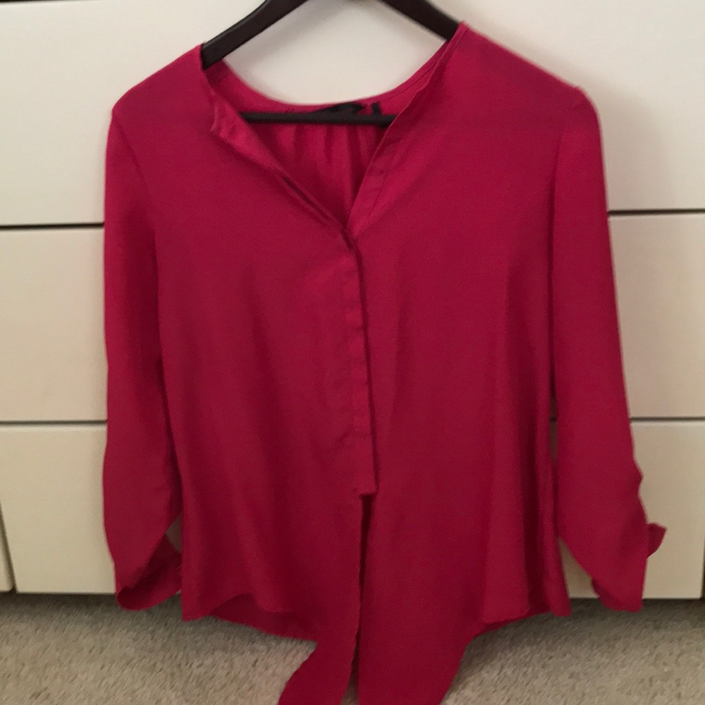 NWOT pink button blouse size xs